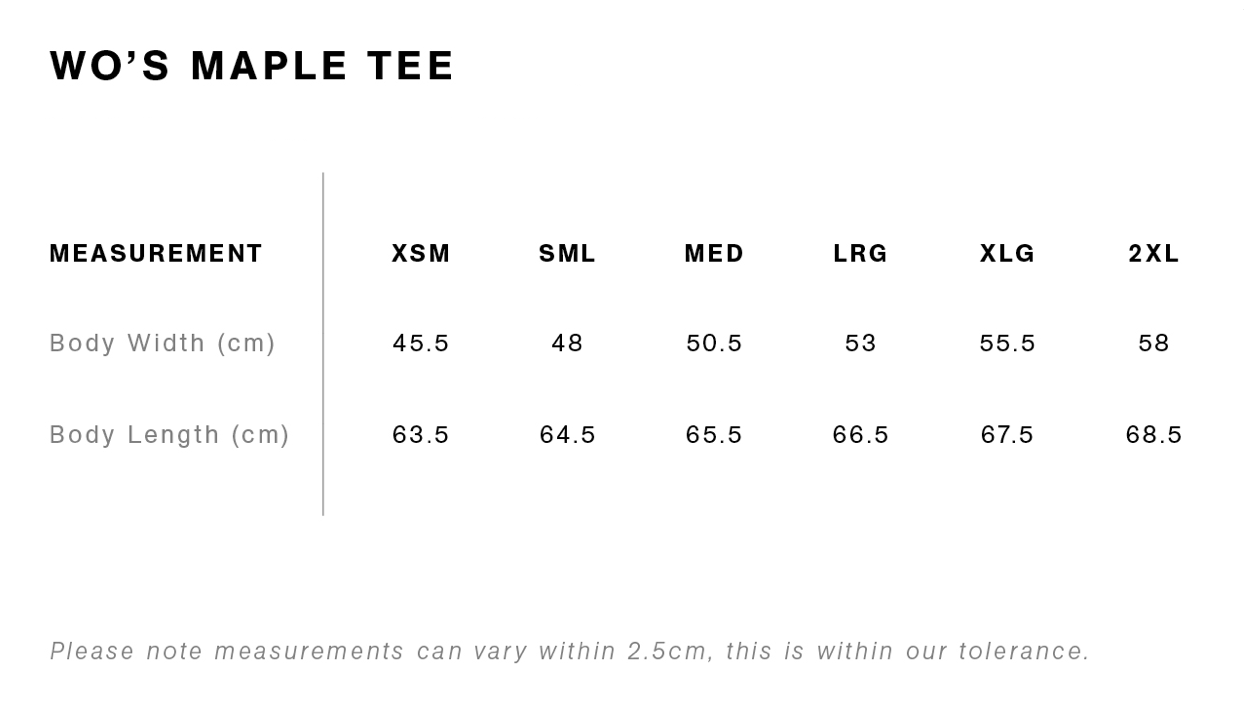 Hens Party Tshirt Size Chart 