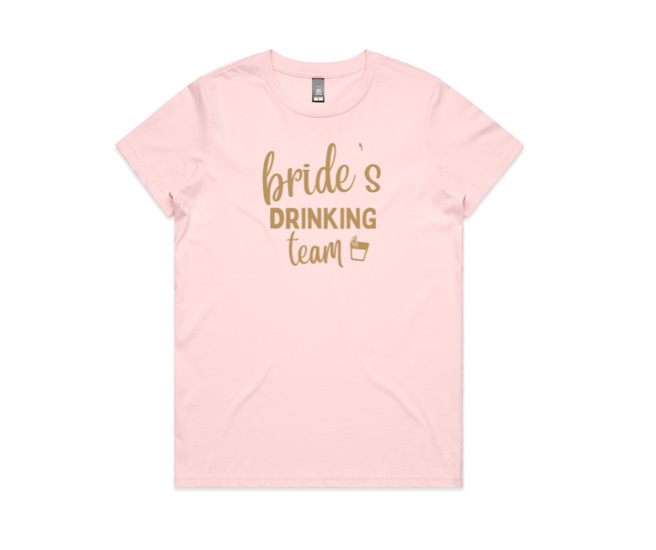 Hens part tshirt in pink AS Colour with gold printing.